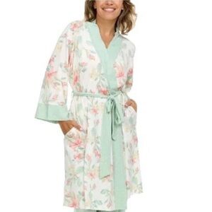 Flora Nikrooz Floral & Polka Dot 2-Piece Pajama Set Robe & Tank
